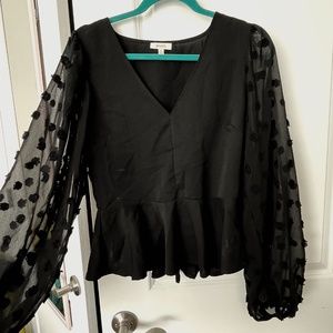 Black Long Sleeve Peplum Top Size L